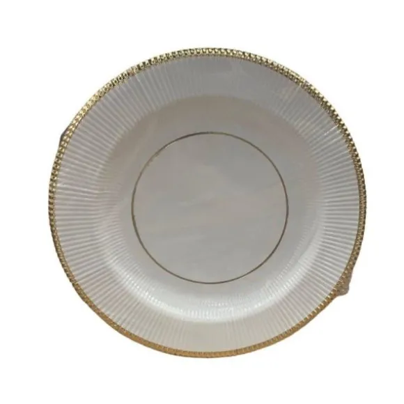6 verres à vin en plastique avec bordure dorée - 180 ml