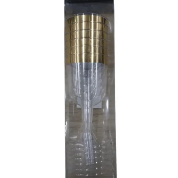 6 verres à vin en plastique avec bordure dorée - 180 ml