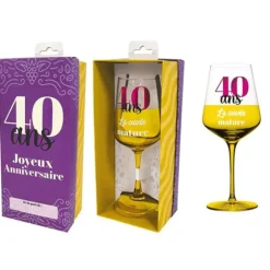 Verre à vin en verre pour anniversaire - Âge au choix