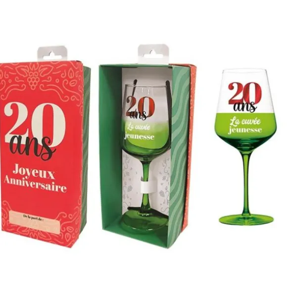 Verre à vin en verre pour anniversaire - Âge au choix